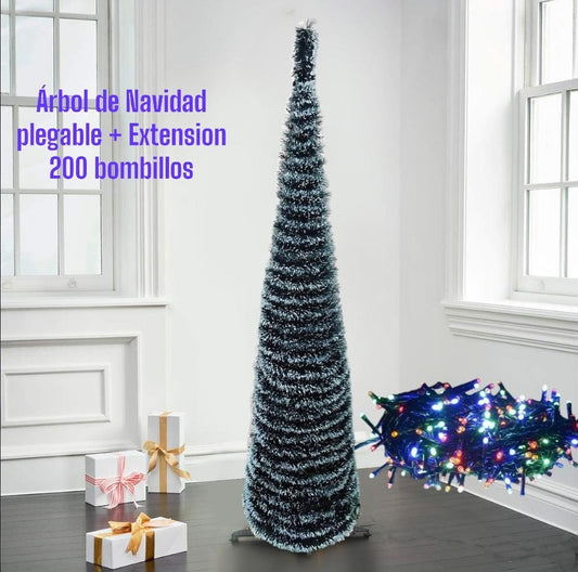 Arbol de Navidad VerdeB Plegable +Luces